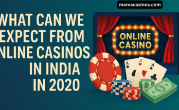 Online casino trends in India for 2020 shown with gaming icons, mobile devices, and digital gambling elements.