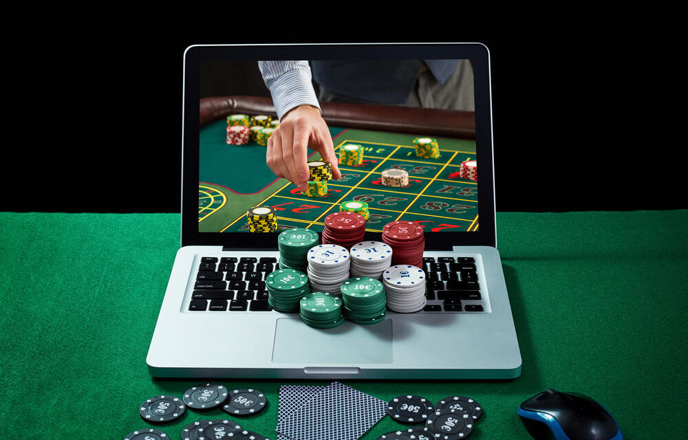 Person enjoying online blackjack at a virtual casino