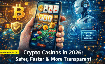 Crypto casinos in 2026 showing Bitcoin gambling, fast payouts, provably fair gaming, and secure blockchain technology