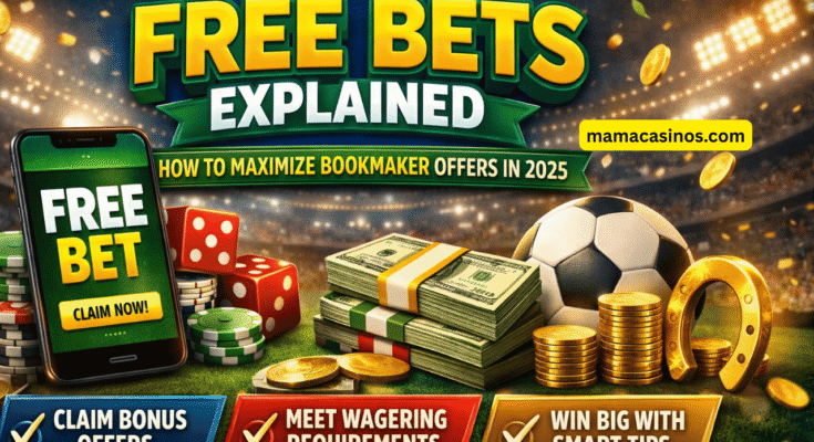 Free bets and bookmaker offers explained with bonus icons and betting slip illustration