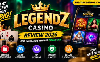 Legendz Casino review 2026 featuring casino games, bonuses, VIP rewards and redemptions